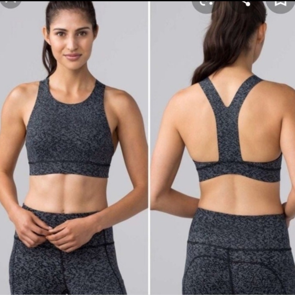 Lululemon Fast and Free Bra(Nulux) Soundwave Alpine white black  Size:6